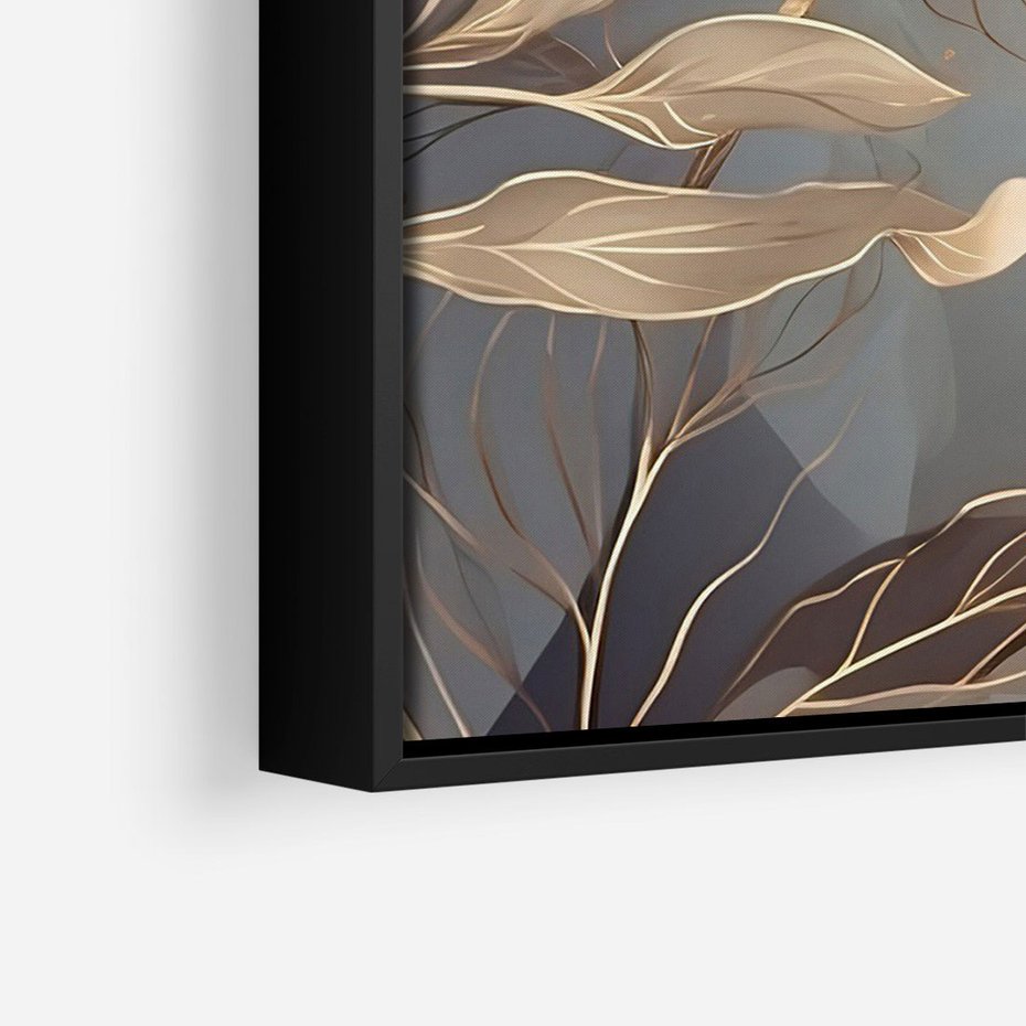 Obraz w ramie 50x70 - Ekspresjonistyczny deszcz uczuć - grafika, złote kwiaty - rama czarna