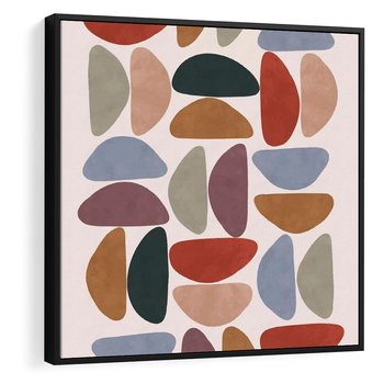 Obraz w ramie 50x50 - Kolorowe Echo Boho - abstrakcyjny obraz, geometryczna kompozycja - rama czarna