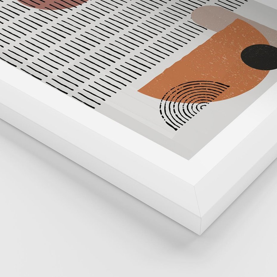 Plakat w ramie 40x50 - Symetria w Stylu Mid-Century - minimalistyczny obraz, mid-century styl - rama biała