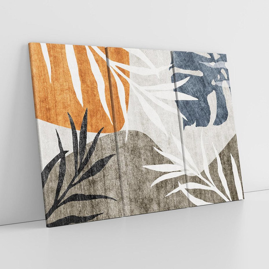 Obraz na płótnie 120x80 - Oddechy ciszy i ruchu - rzut liści palmy, monstery