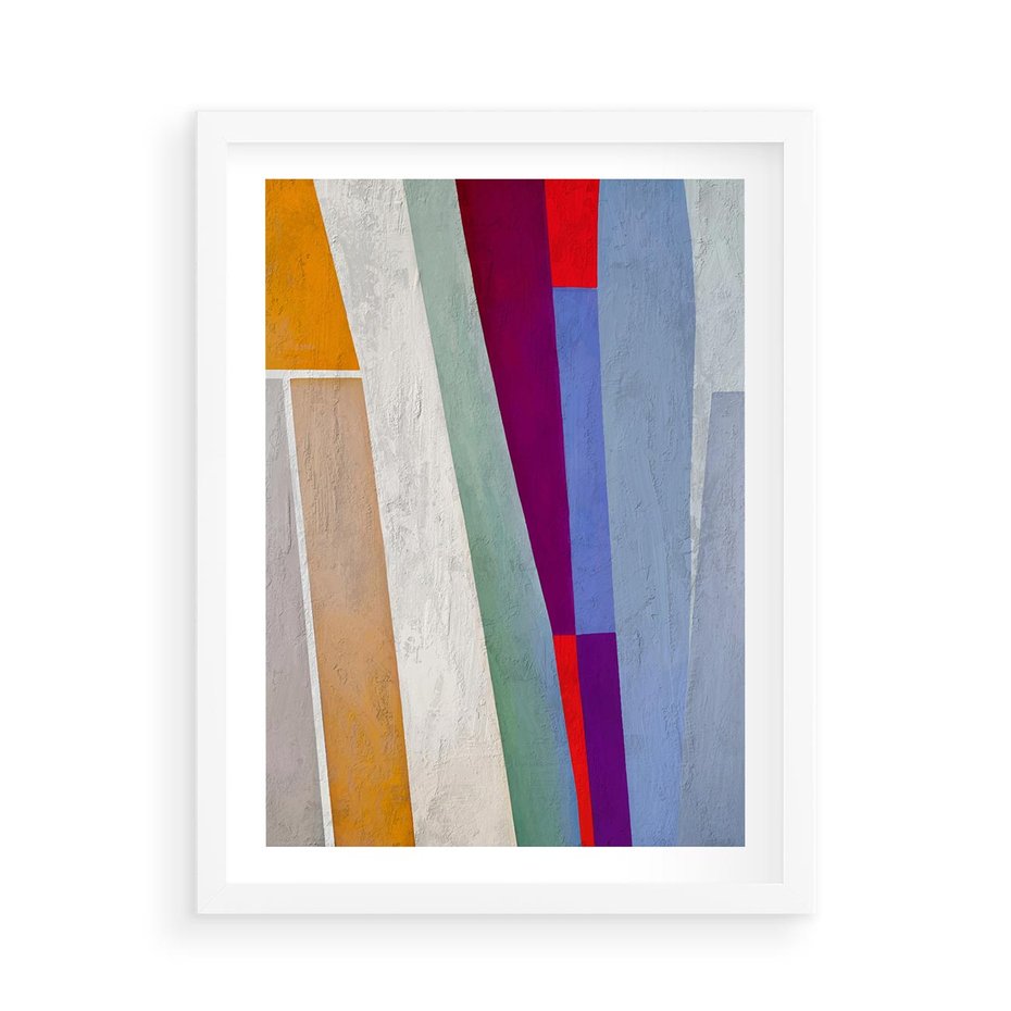 Plakat w ramie 50x70 - Księga Ukrytych Odbić - abstrakcyjne dziwne kształty, olejny obraz - rama biała