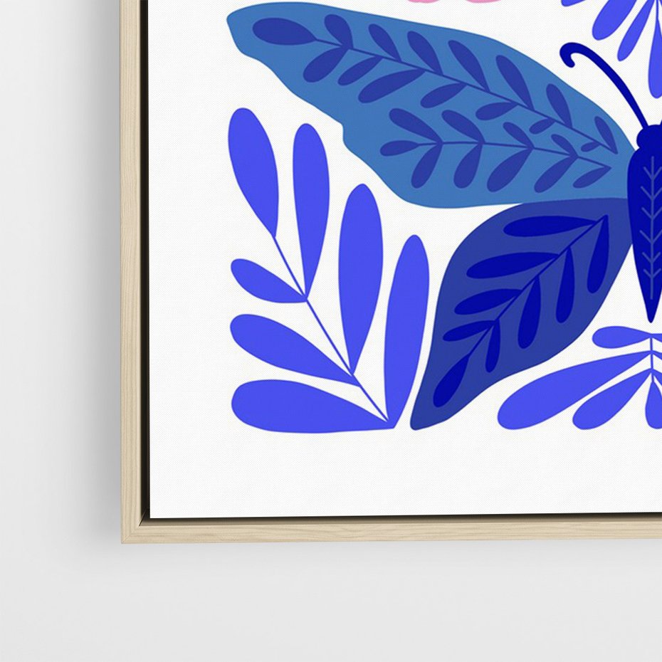 Obraz w ramie 70x100 - Delikatna Symfonia Natury - motyle, rośliny - rama drewno