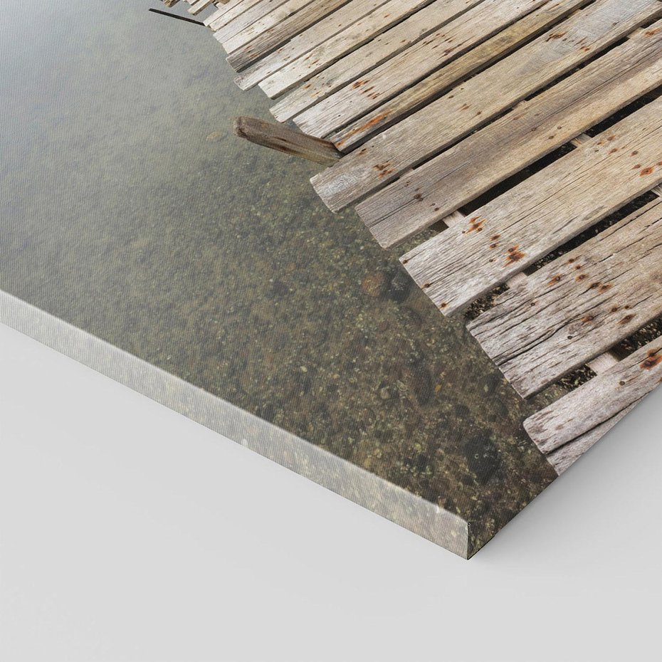 Obraz na płótnie 30x30 - Jeziorne Refleksje - pomost, jezioro