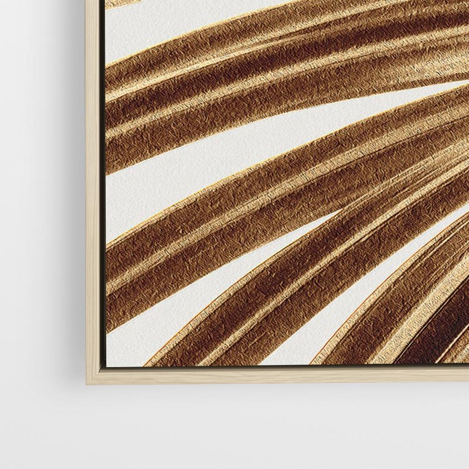 Obraz w ramie 100x70 - Egzotyczny Blask - złote, liście - rama drewno