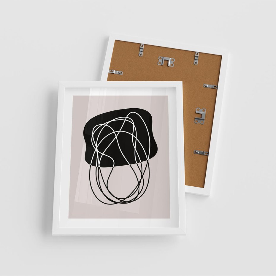 Plakat w ramie 40x50 - Abstrakcyjne Harmonie - abstrakcyjne szkicowane linie, minimalizm - rama biała