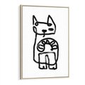 Obraz w ramie 80x120 - Portret Kociej Duszy - szkic kota, prymitywizm - rama drewno