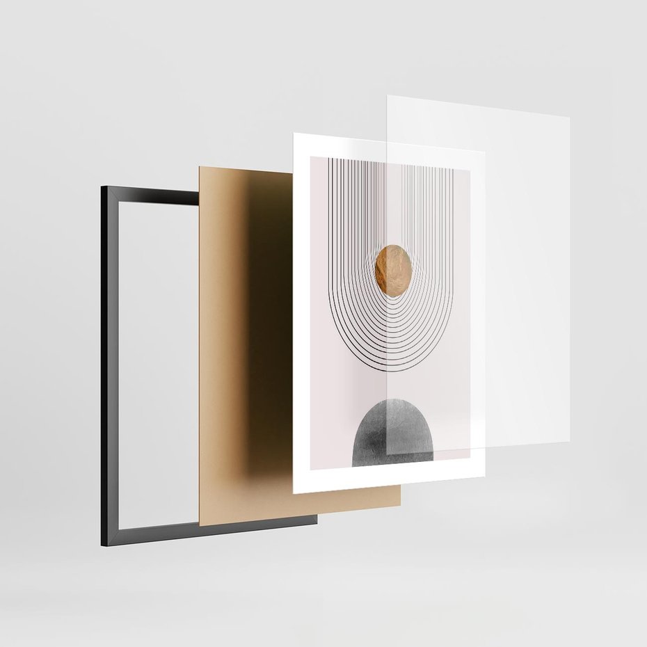 Plakat w ramie 30x40 - Geometryczny Blask - nowoczesna grafika, geometria - rama czarna