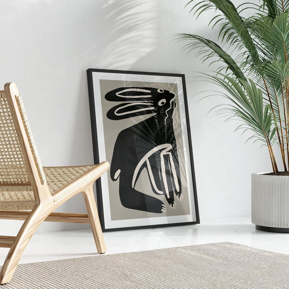 Plakat bez ramy 40x50 - Konturujące Struktury - skandynawska sztuka, królik