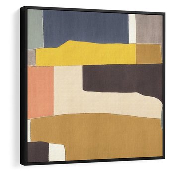 Obraz w ramie 50x50 - Pasy Abstrakcji - kolorowe pasy, plamy koloru - rama czarna