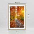 Plakat w ramie 50x70 - Kolorowe drzewa na ścieżce jesieni - las, jesień - rama drewno