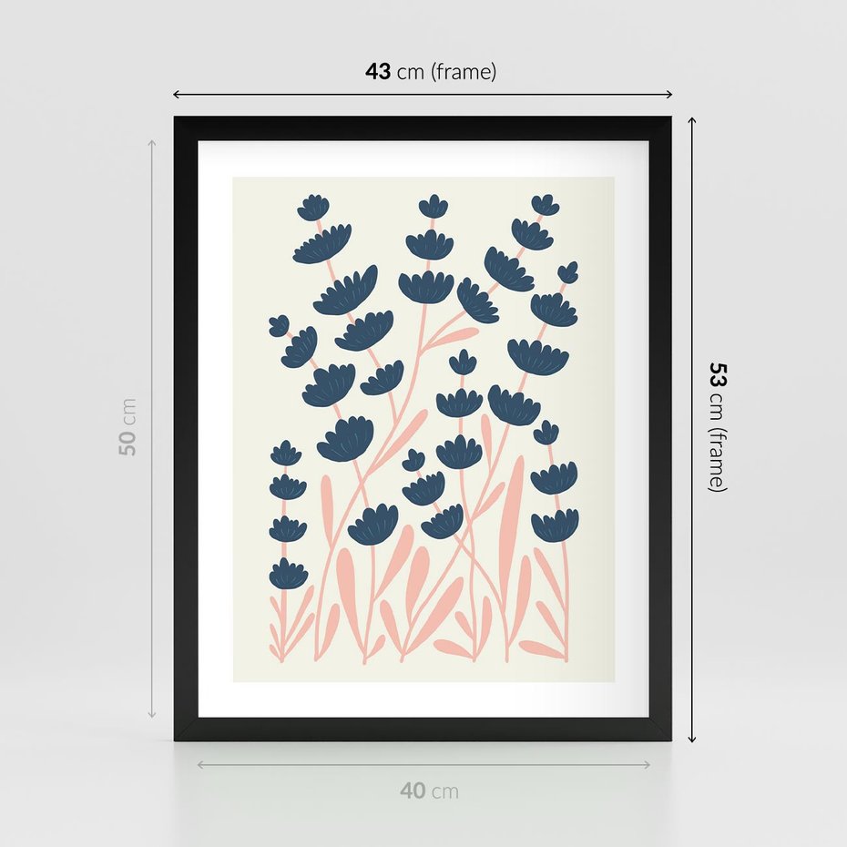 Plakat w ramie 40x50 - Migotliwe Kształty - kwiaty, rośliny - rama czarna