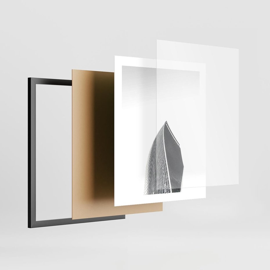 Plakat w ramie 40x50 - Czarno-Biały Wieżowiec - architektura, wieżowiec - rama czarna