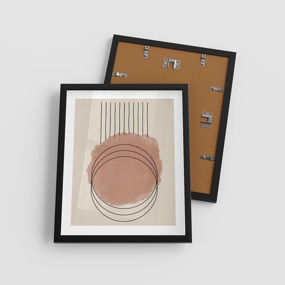 Plakat w ramie 40x50 - Migotliwe Kontury - akwarelowa plama, geometryczne szkicowane kształty - rama czarna