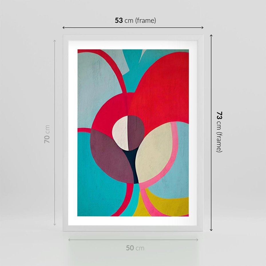 Plakat w ramie 50x70 - Kolorowe Odsłony Inspiracji - abstrakcyjny obraz, olejny - rama biała