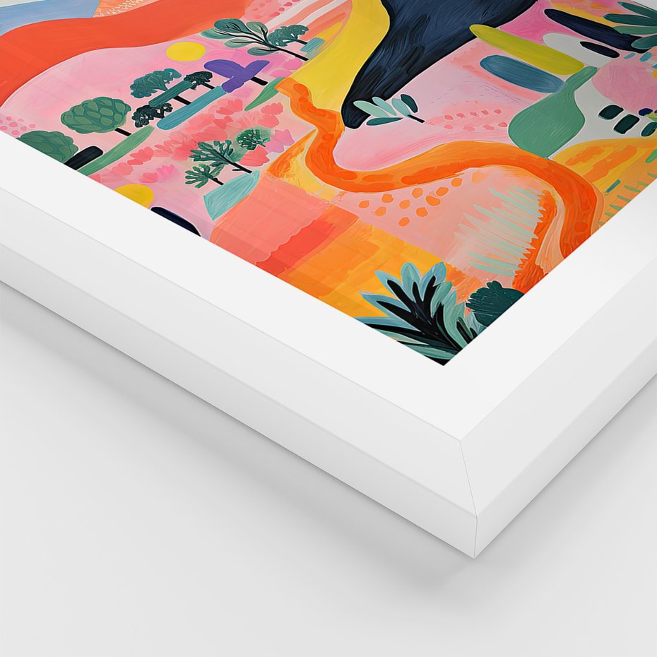 Zestaw obrazy w ramie 50x70 galeria - góry, pejzaż, krajobraz, boho - rama biała