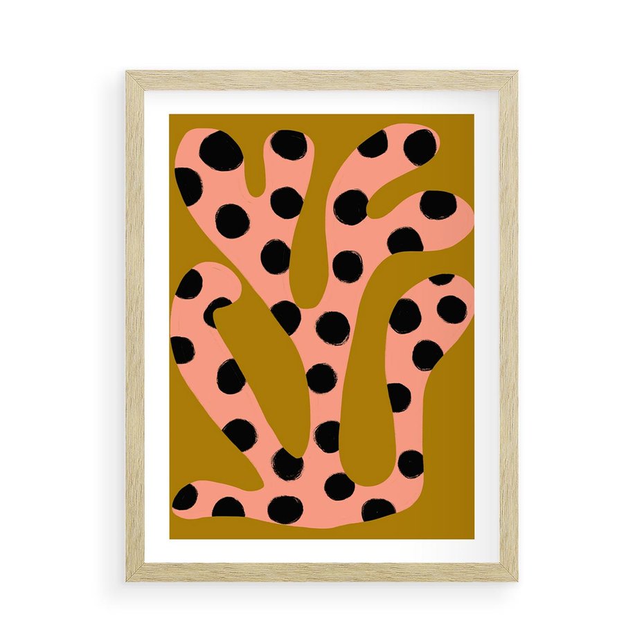 Plakat w ramie 50x70 - Rozkwitająca Wolność Boho - abstrakcyjne boho kształty, dziwne - rama drewno