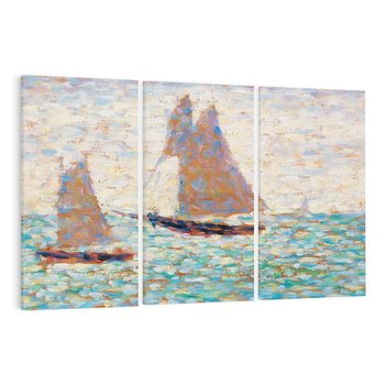Obraz na płótnie 120x80 - "Dwie Żaglówki w Grandcamp" (1885) Georges Seurat - Reprodukcja - reprodukcja, obraz na płótnie