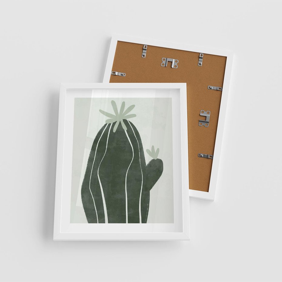 Plakat w ramie 40x50 - Zieleń Inspirującego Życia - zielony plakat, minimalizm - rama biała