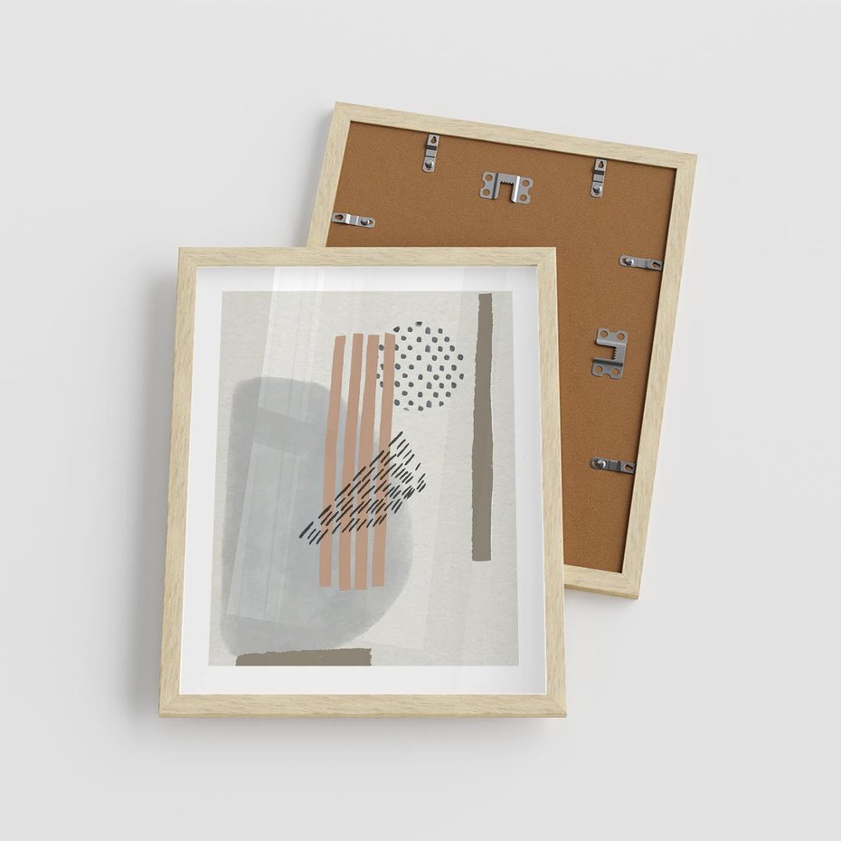 Plakat w ramie 40x50 - Nowoczesna Abstrakcja: Delikatne Beże - abstrakcja, nowoczesna sztuka - rama drewno