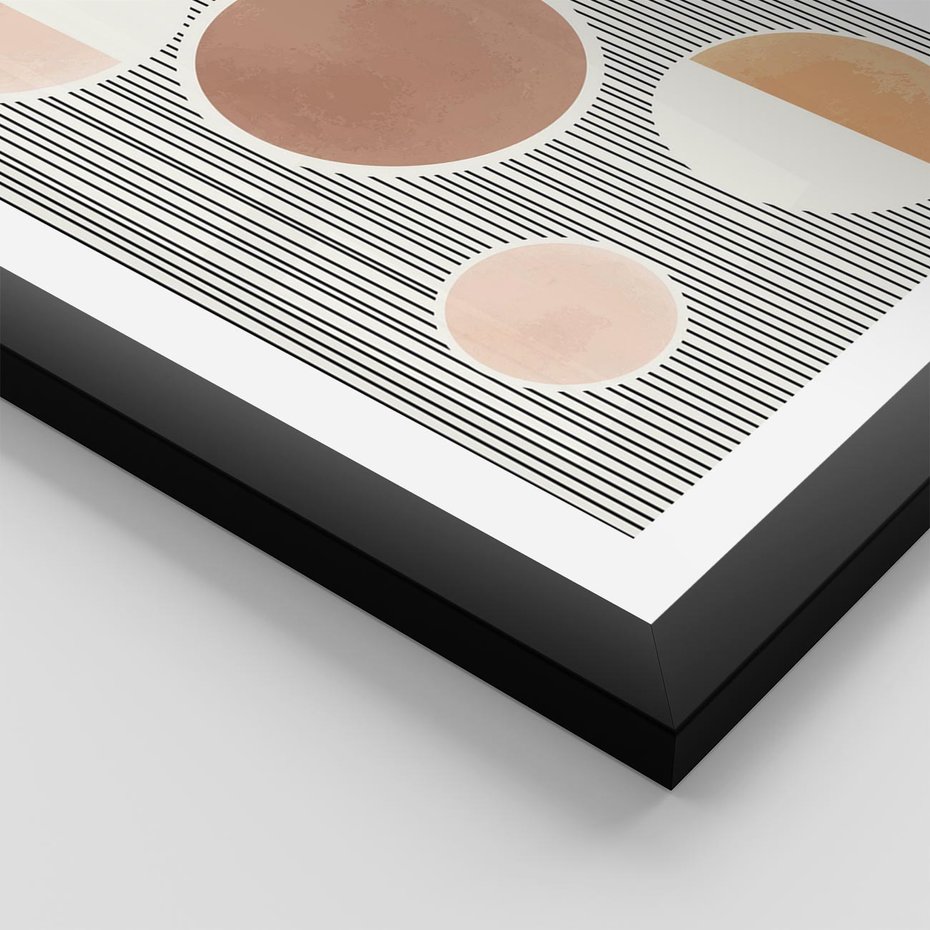 Plakat w ramie 50x70 - Rozplątane Granice - abstrakacyjna nowoczesna sztuka, koła okręgi - rama czarna