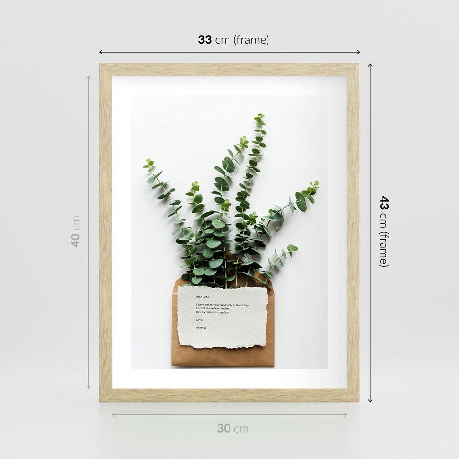 Plakat w ramie 30x40 - Eukaliptusowa harmonia - eukaliptus, liście - rama drewno