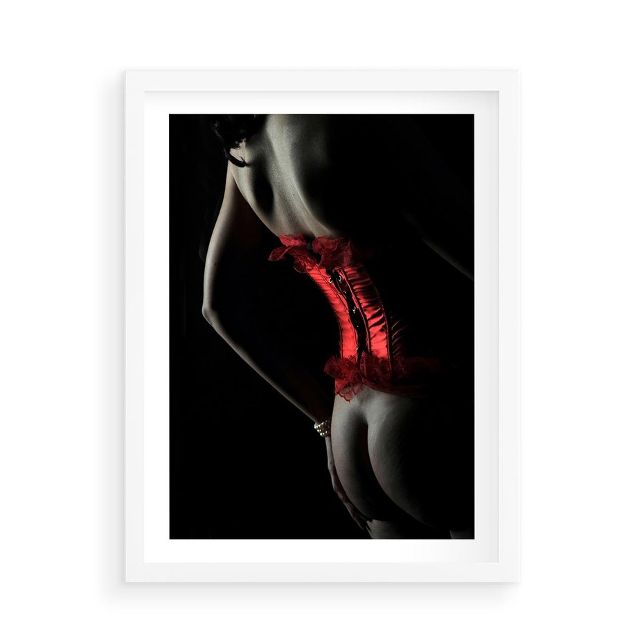 Plakat w ramie 50x70 - Piękno i Siła - akt, kobieta - rama biała