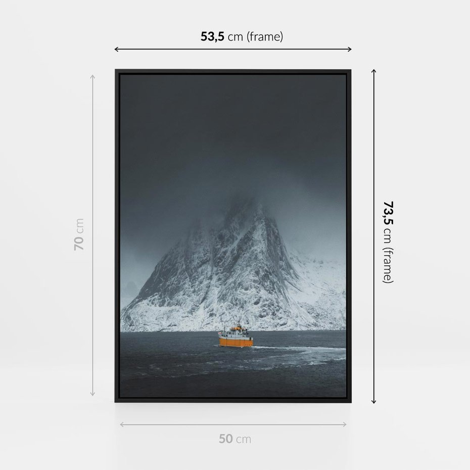 Obraz w ramie 50x70 - Skandynawski pejzaż - skadynawski, pejzaż - rama czarna
