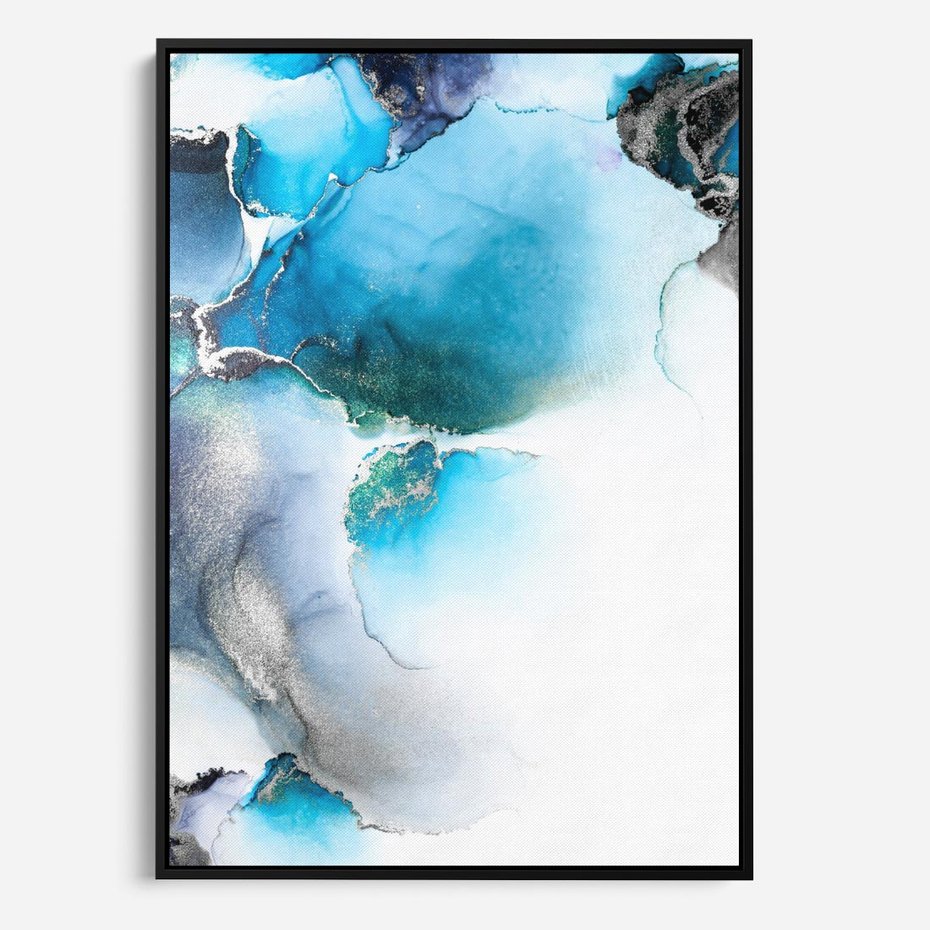 Obraz w ramie 70x100 - Marmur złotą akwarelą - marmur, akwarela - rama czarna