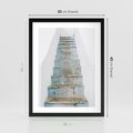 Plakat w ramie 30x40 - Niebieskie Schody Santorini - stare kamienne schody, niebieskie schody - rama czarna