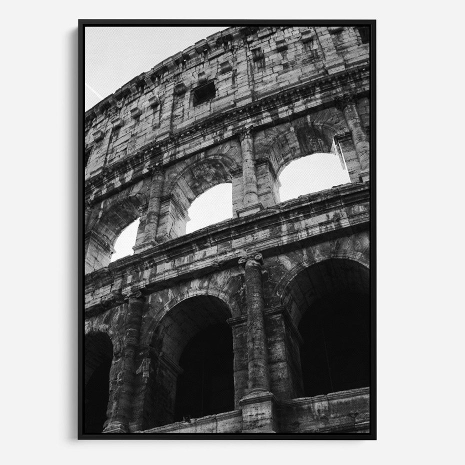 Obraz w ramie 50x70 - Koloseum w Czarnej Bieli - antyczna architektura, koloseum - rama czarna