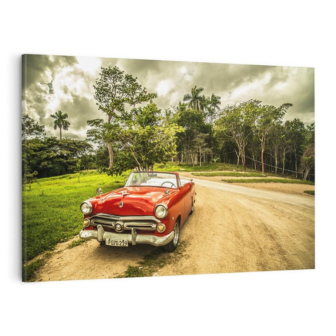Obraz na płótnie 70x50 - Retro Samochód w Kubańskiej Opowieści - samochód, retro