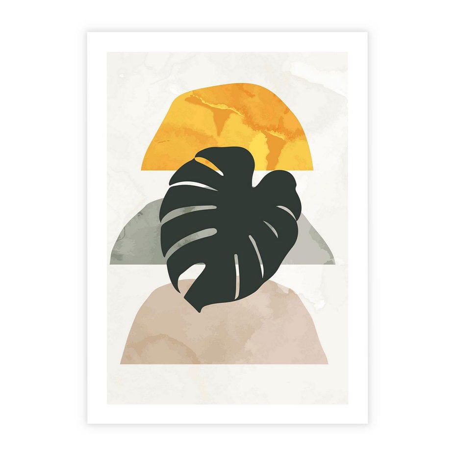Plakat bez ramy 50x70 - Monstera i Boho Elementy - grafika, boho klimat