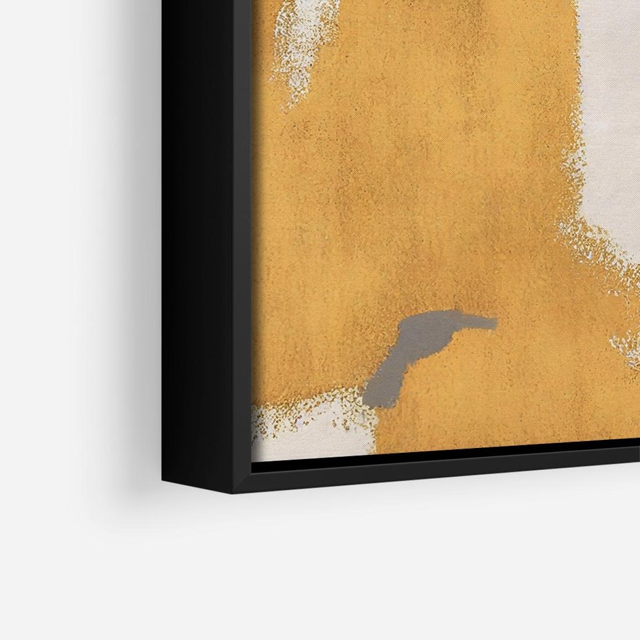 Obraz w ramie 50x50 - Złote Maźnięcia Pędzla - złota abstrakcja, plamy - rama czarna