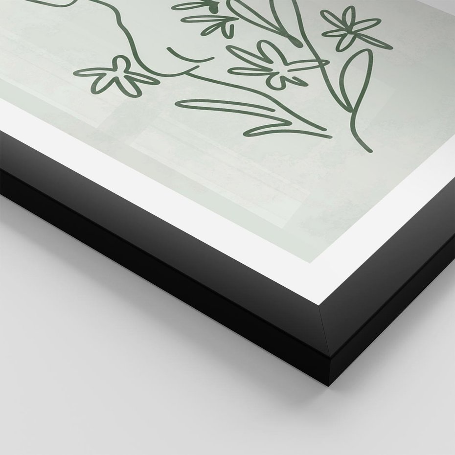 Plakat w ramie 30x40 - Odbicia Zielonego Raju - zielony odcień, abstrakcja - rama czarna