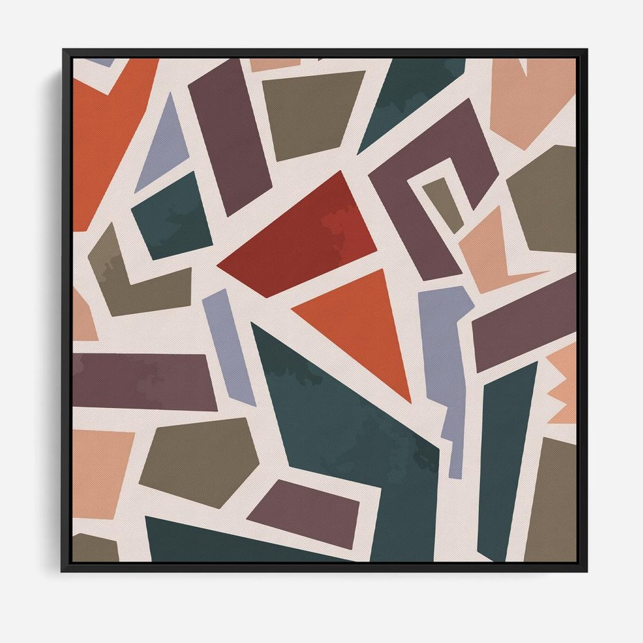 Obraz w ramie 50x50 - Modernistyczna Transcendencja - geometryczne kształty, mozaika - rama czarna