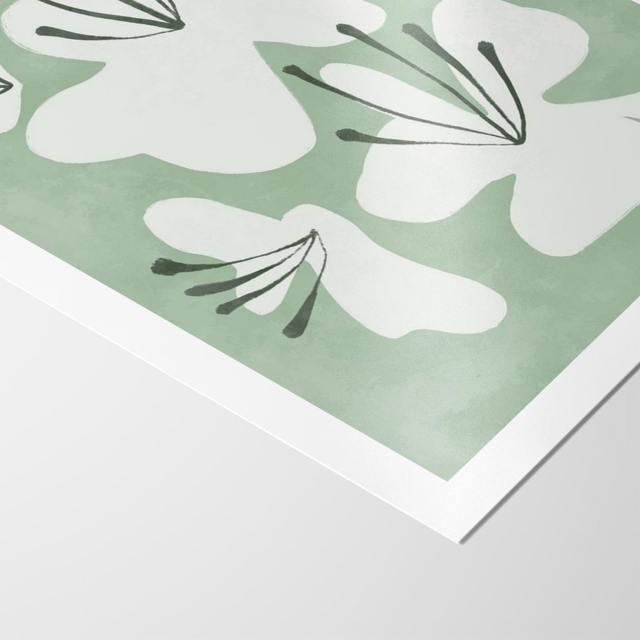 Plakat bez ramy 30x40 - Rozkwitające Ukojenie - zgaszona zieleń, kwiaty