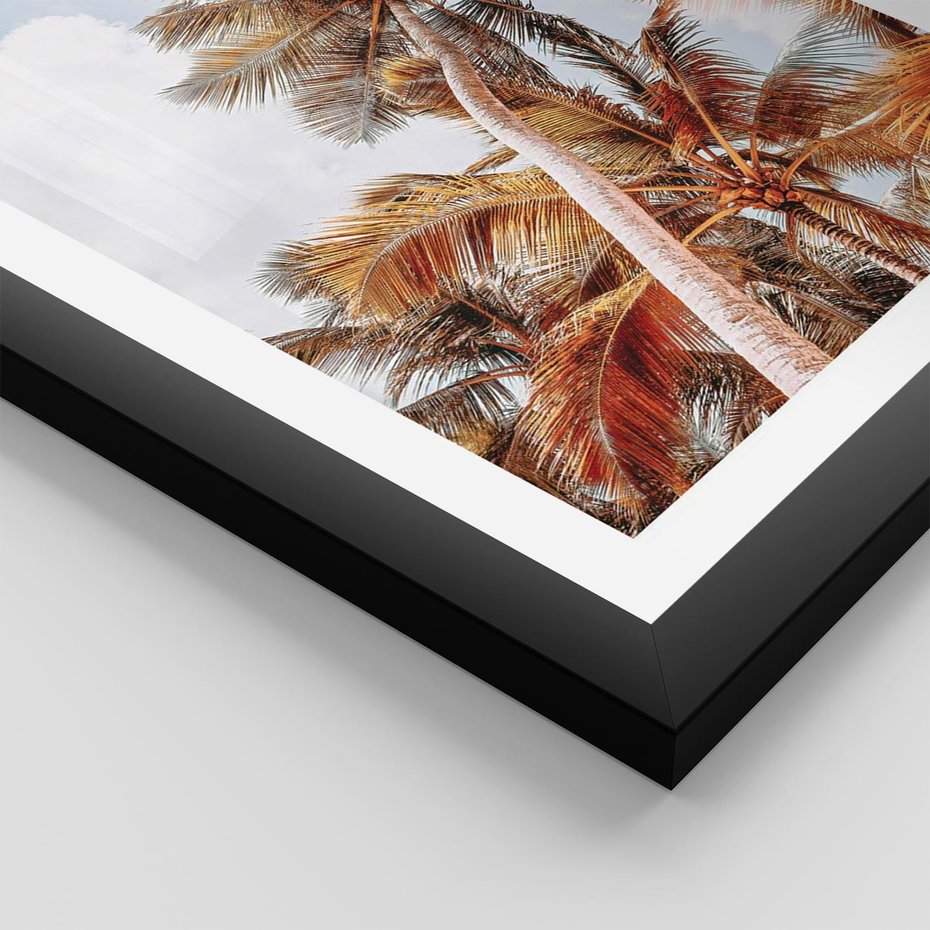 Plakat w ramie 50x70 - Plażowa Idylla z Palmami - palmy, rajska plaża - rama czarna