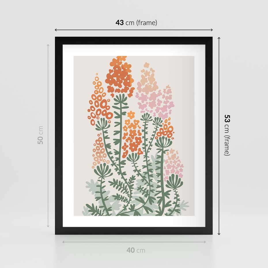Plakat w ramie 40x50 - Kwiatowe Uniesienia - kwiaty polne, plakat - rama czarna