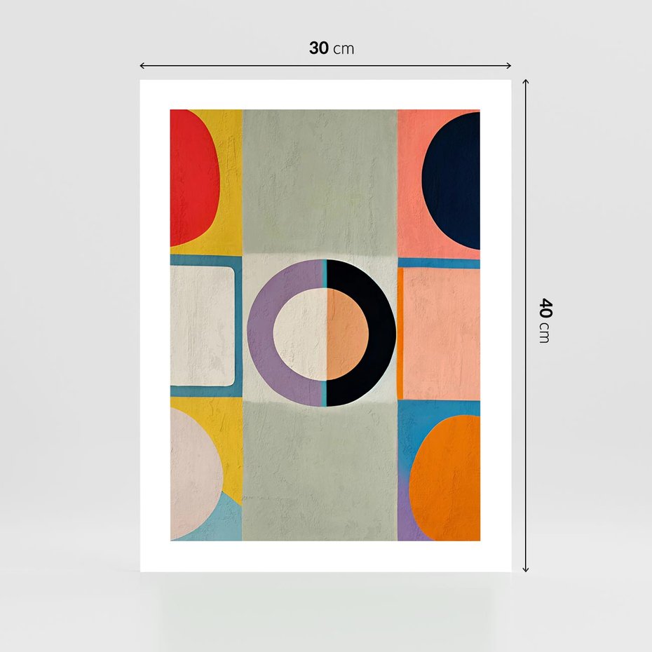 Plakat bez ramy 30x40 - Taniec Kształtów Emocji - abstrakcyjne geometryczne kształty, olejny obraz