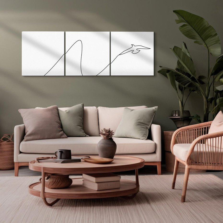 Obraz na płótnie 120x40 - Ptasia Linia - ptak, jaskółka