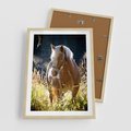 Plakat w ramie 50x70 - Spotkanie konia na łące - koń, łąka - rama drewno