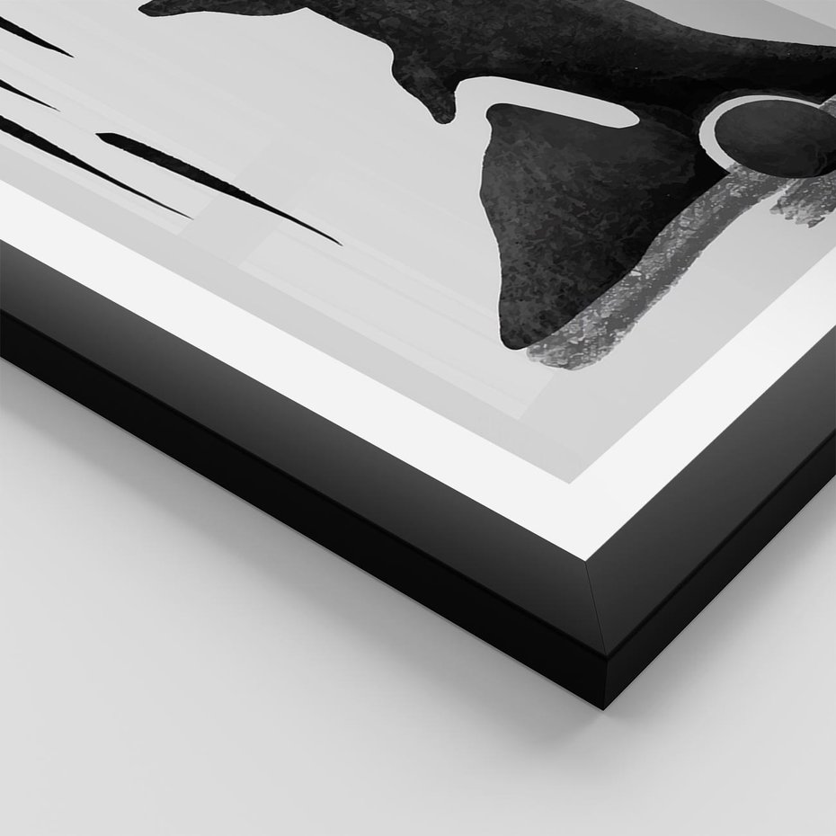 Plakat w ramie 30x40 - Czarno-Biała Grafika Postaci - nowoczesna grafika, plakat - rama czarna