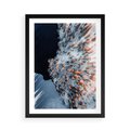 Plakat w ramie 50x70 - Lot Ptaka - zima, zimowy krajobraz - rama czarna