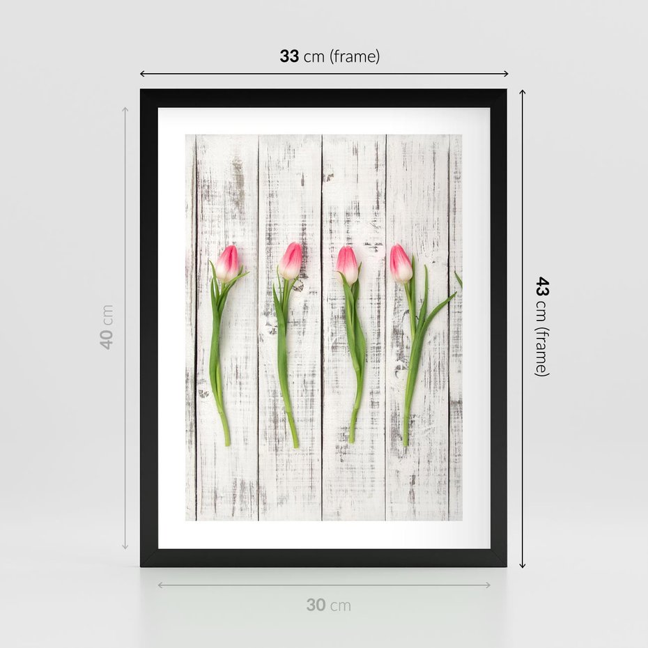 Plakat w ramie 30x40 - Kwintesencja Piękna - kwiaty, tulipany - rama czarna