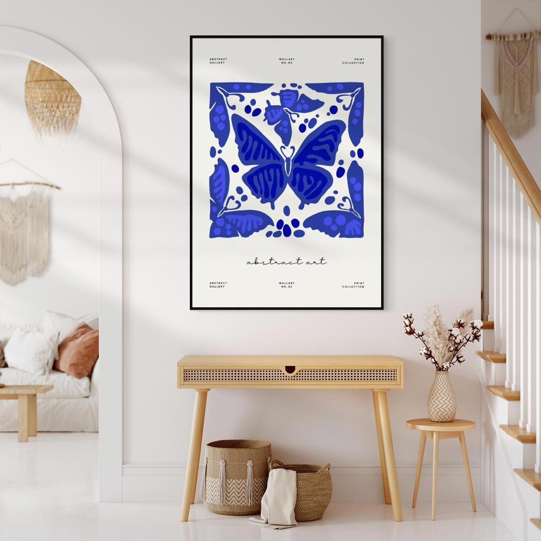 Obraz w ramie 70x100 - Wibracje Wnętrza - nowoczesny plakat, odcienie błękitu - rama czarna