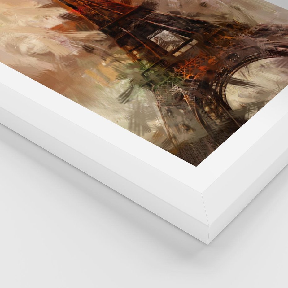 Plakat w ramie 40x50 - Abstrakcyjna Eiffla - miasto w nowej formie - Eiffla, abstrakcja - rama biała