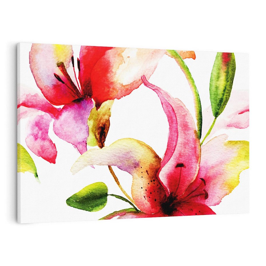 Obraz na płótnie 100x70 - Kwiaty w akwareli - delikatne piękno - kwiaty, akwarela