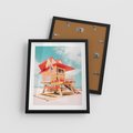 Plakat w ramie 40x50 - Rajski Widok - plaża miami, domek ratownika - rama czarna