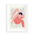 Plakat w ramie 50x70 - Dźwięk ciszy na płótnie - para zakochanych, graficzny obraz - rama biała