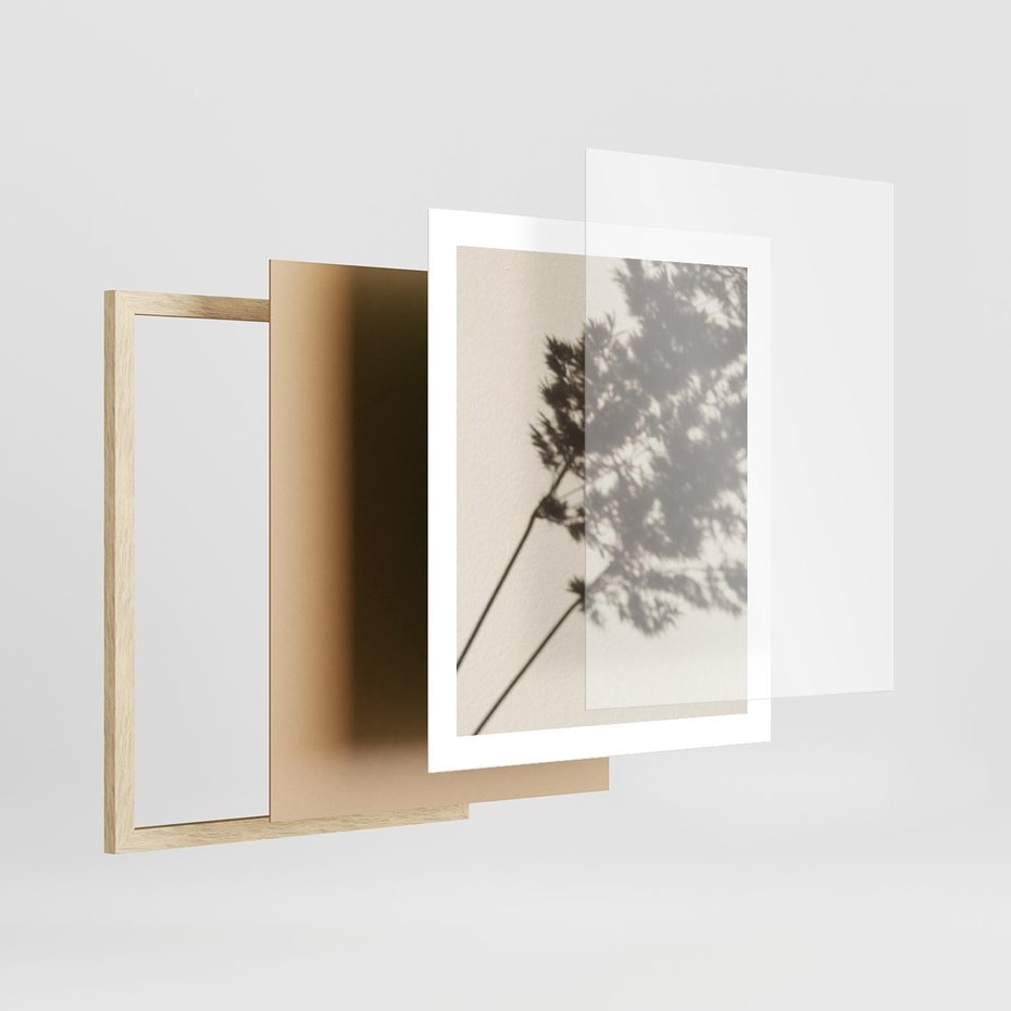 Plakat w ramie 40x50 - Tajemniczy Cień Traw - cień traw, na ścianie - rama drewno